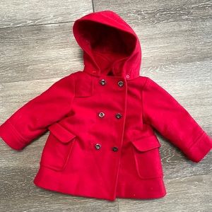 Jacadi Red Wool Pea Coat